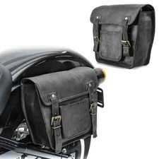 Saddlebags Saddle Pannier For Motorcycle 2 Bags Side Pouch Black Leather Bag 11"
