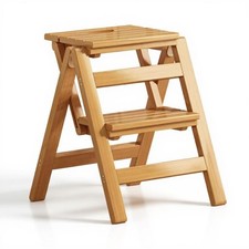 Hardwood Folding Ladder Stool