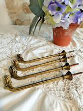 Set of 4 Vintage French Solid Brass Curtain Tie Backs  - Ornate Leaf Design