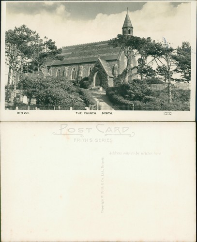 Borth church real photo friths - church,
