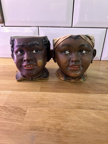 Pair antique figural - figural, head