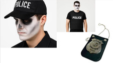 Police Hat Vest Badge Set
