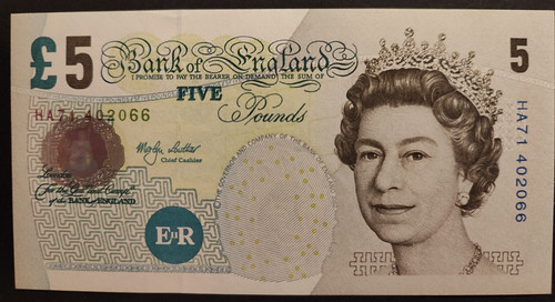 Bank england note 2002 - england, £5