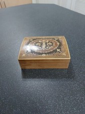 A Capri Wooden Trinket Box With Decorative Hinged Lid And Stringing To Sides