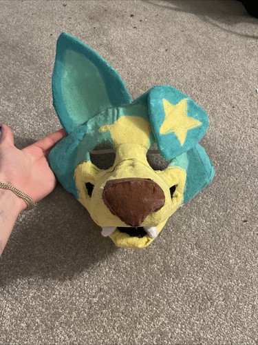 Green and yellow fursuit mask - yellow, mask+