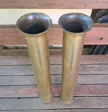 Pair of 1907 German Marine Artillery Shells WW1 Trench Art Flower Vases Rare