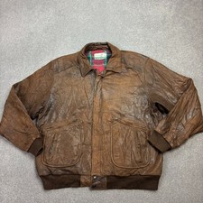 Leather Flying Jacket Adult X Large Brown Aviator Military Bomber Flight Mens*