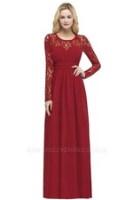 Women's A-Line Floor-Length Long Evening Dress Ball Gown Bridesmaid Red S