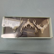 Culinary Concepts Large Stag Antler Candle Pins Set of Three Silver Finish boxed