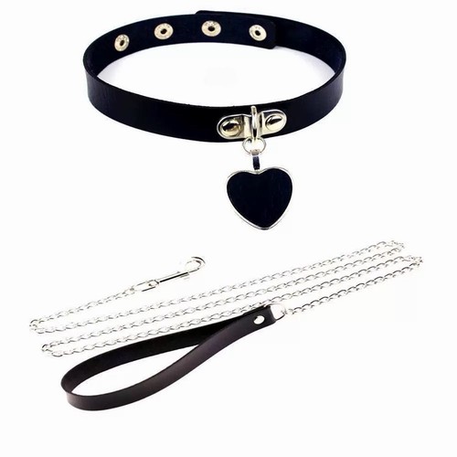 Heart choker collar set with - collar,