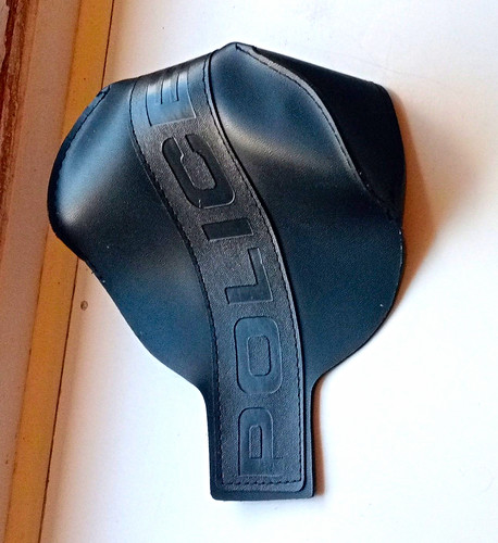 Police black leather - leather, pouch