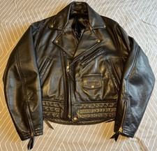 Vintage 1999 Langlitz Leathers Colombia Leather Biker Jacket Size 42/44 