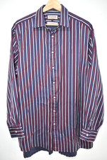 Thomas Pink Striped Shirt Classic Fit Mens Multicolour Long Sleeve 17 inch Neck