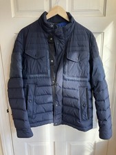 Hugo Boss Mens Puffer Jacket Ovano Blue Quilted Size 38 Medium Rain Winter Down