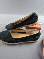 UGG Flats Size Uk5.5 Clarissa  Slip On Style 1092234 Black Woven Suede Leather 