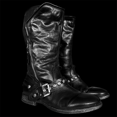 Vintage black leather studded - vintage,
