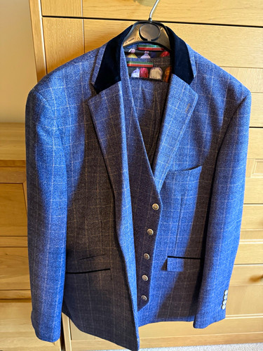 Blu men blue - check, tweed