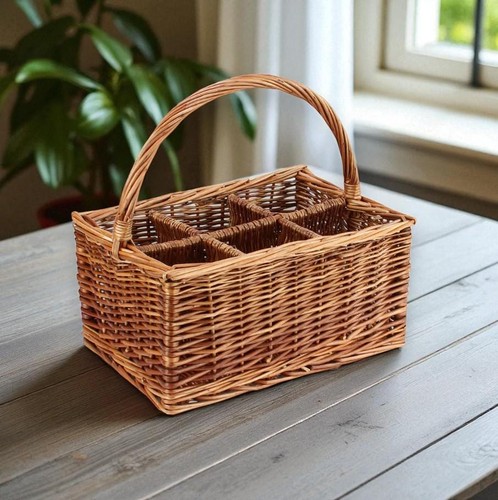 Wicker wine bottle carrier - wicker,