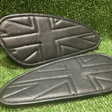 Union Jack Black Leather Knee Pads For Royal Enfield Motorcycle Mancave