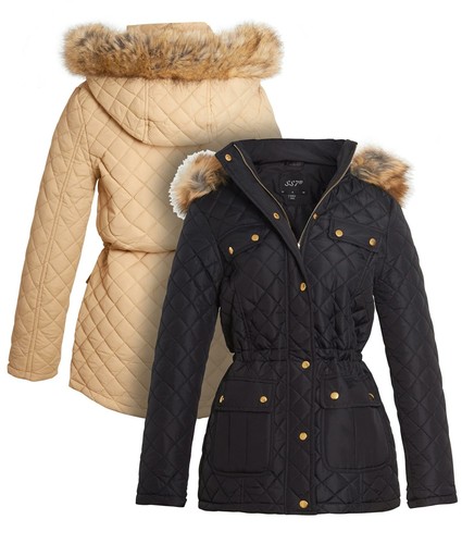 Womens quilted diamond coat - diamond,
