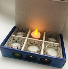 TEA LIGHTS LAZER CANDLE HOLDERS WAX FILLED MULTICOLOURED VINTAGE BNIB REUSABLE