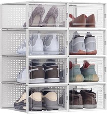 Shoe Boxes, Pack of 8 Stackable Shoe Storage Organisers, SHOE STORAGE