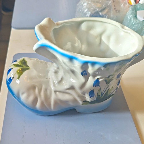 White blue glossy ceramic - white, &