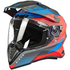 Airoh Commander Motorcycle Motorbike Off-Road Adventure Helmet - Boost Red/Blue