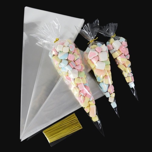 50pcs clear cone candy bags - 50pcs,