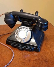 Art Deco 1935 Rare GPO 200 Series Black Bakelite Phone Rotary Dial Pyramid Shape