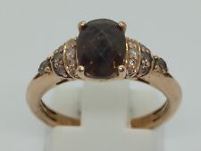 Petite Le Vian 14ct Strawberry Gold Chocolate Quartz And Diamond Ring Size K