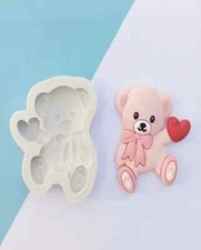 3D teddy bear silicone mould with heart