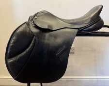 17 1/2” Cliff Barnsby English Leather Jump Saddle Wide Fit Black