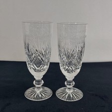 Cut Crystal Champagne Flutes Celebration Glasses Etched Golden Wedding 200ml