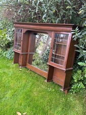 Antique Edwardian Oak Over Mantle Mirror Back Sideboard Cupboards