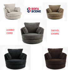 Jumbo Cord Sofa Swivel Cuddle Armchair Black Grey Brown Cream Suite Option Chair