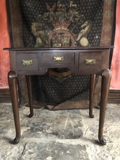 Antique Period Black Leather Edwardian Mahogany Lowboy Ladies Writing Desk