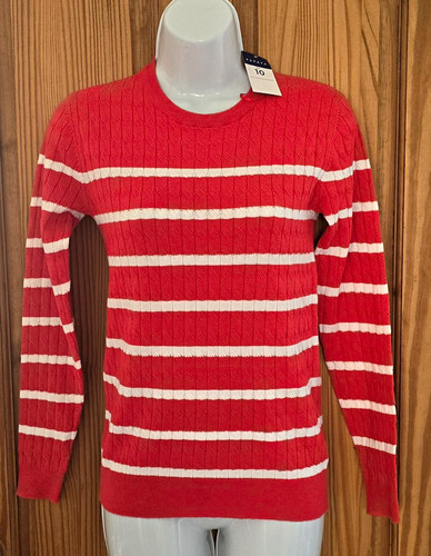 Coral red white striped - red/white,