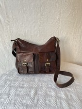 Rowallan Leather Crossbody Bag Dark Brown Satchel Pockets & Adjustable Strap