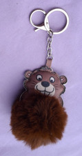 Fur Pom Pom Double Sided Teddy Bear Key Ring Key Chain #3