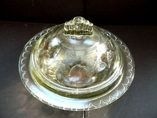 VINTAGE ART DECO STYLE  GREY TINTED GLASS  DOME SHAPED  BUTTER/CHEESE DISH