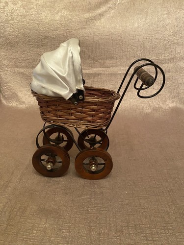 Vintage wicker baby doll - wicker, pram