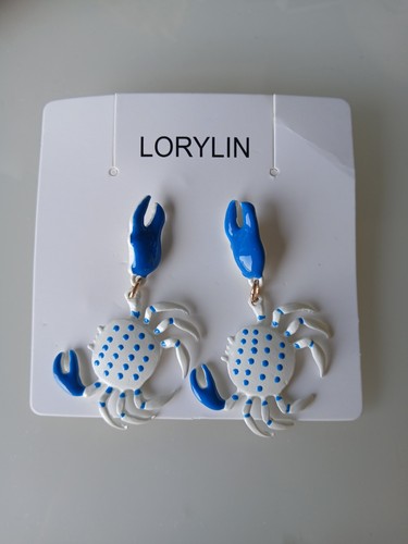 Blue white crab statement - blue,