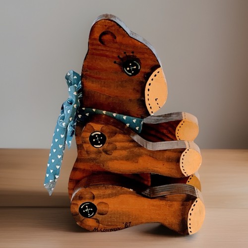 Vintage wooden jointed teddy - jointed,