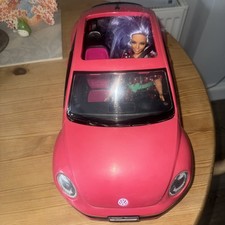 Barbie Pink  VW Beetle Car and Barbie Doll 