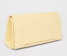 Quiz Yellow Clutch Bag with Gold Chain Strap