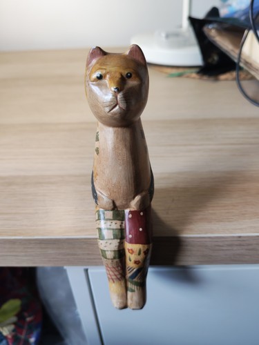 Wooden cat ornament - ornament, shelf