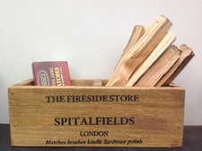 VINTAGE STYLE WOOD STORAGE CRATE DISPLAY BOX COAL FIRESIDE FIRE STOVE KINDLE SET