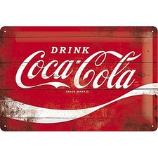 Coca Cola Logo Red Wave embossed steel sign 300mm x 200mm  (na)  