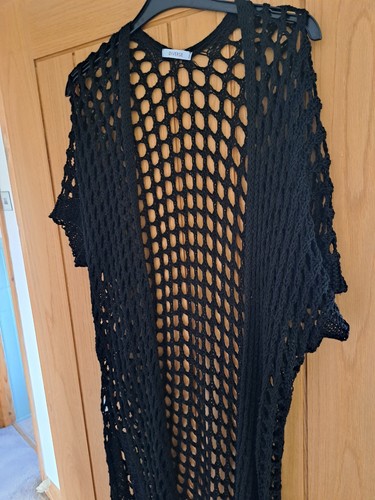 Black crochet maxi waistcoat - crochet,
